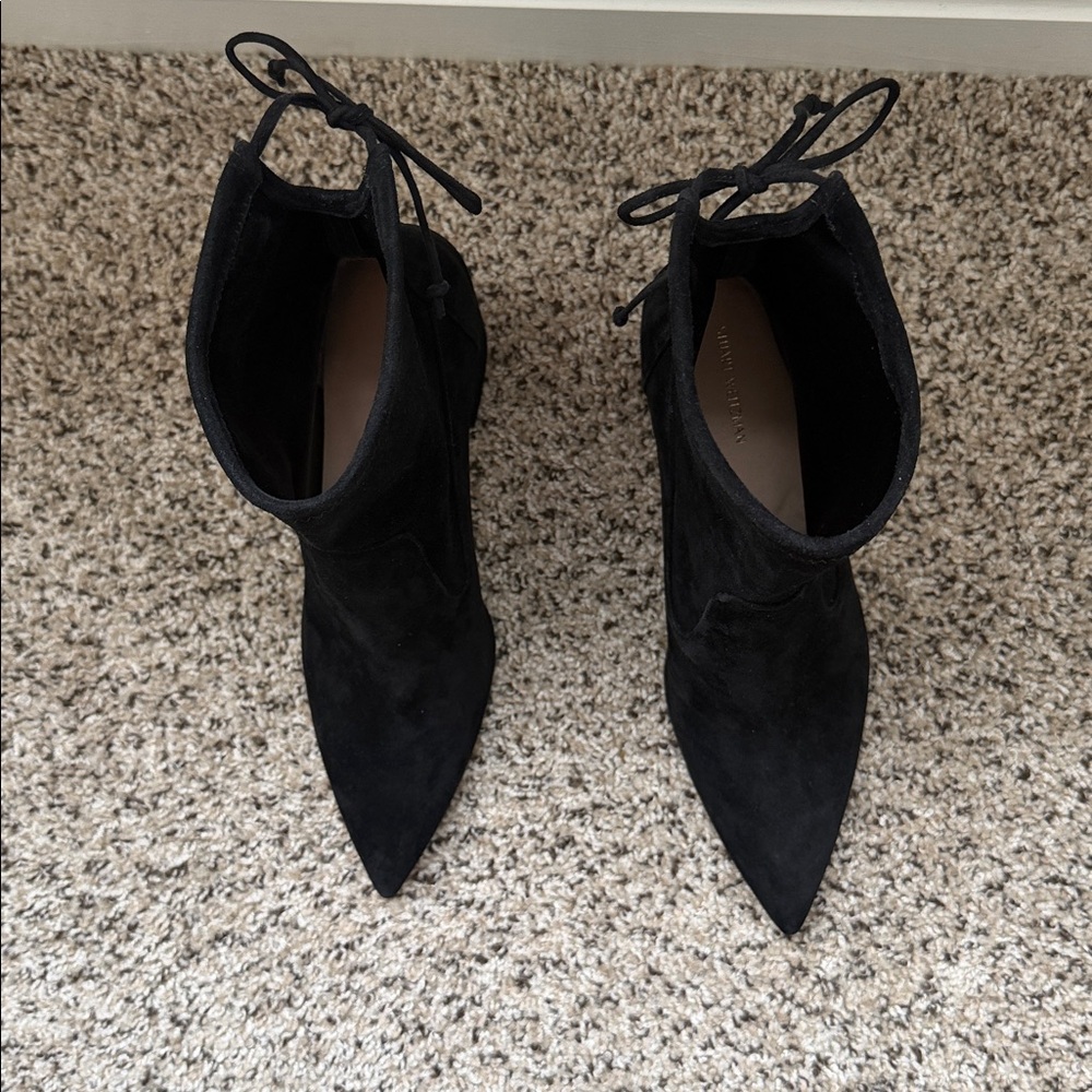 NWT Stuart Weitzman Avenue 85 City Block Booties Suede Size 11.5 Black - Picture 12 of 15